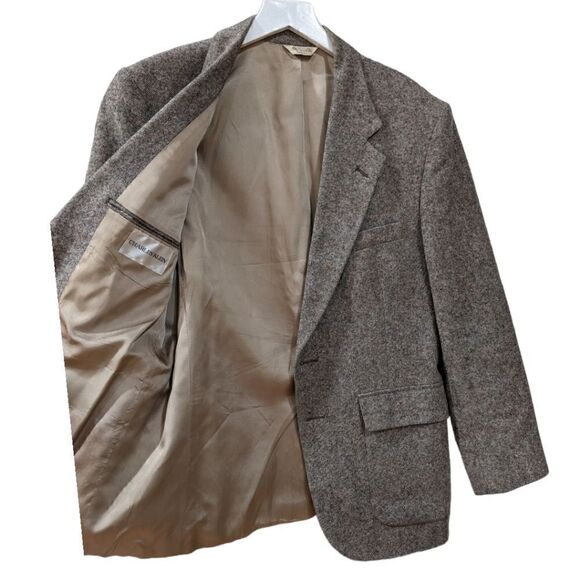 Charles Klein Wool Brown Two Button Blazer Chestnut Button Patch Elbows Size 40S - Picture 5 of 11